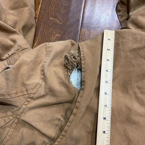 Lee Vintage 90s Workwear Full Zip Canvas Brown Sherpa Lined Trucker Jacket XXL - Picture 9 of 12